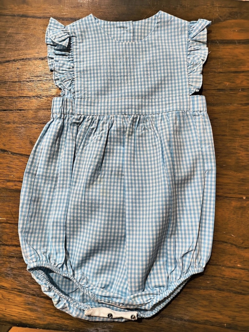 Kids Blue & White Gingham Romper